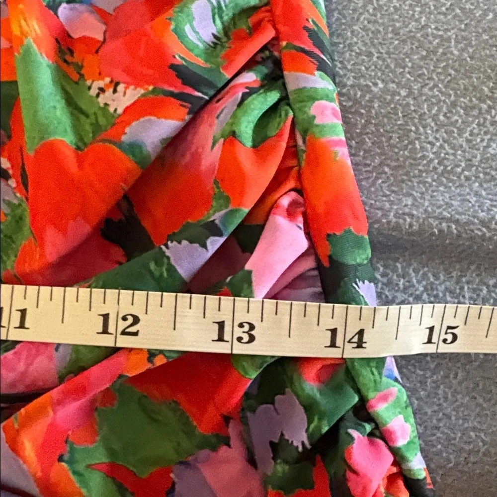 New-Medium Relleciga Vibrant Floral Orange & Red Tank Top Only